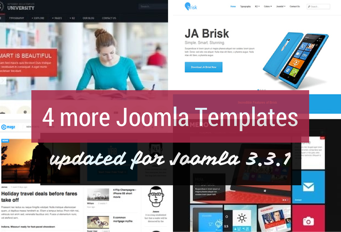 4 Responsive Joomla templates are updated for Joomla 3.3.1