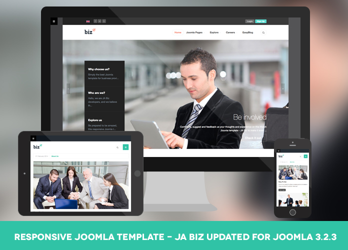  Responsive Joomla template for business - JA Biz updated for Joomla 3.2.3