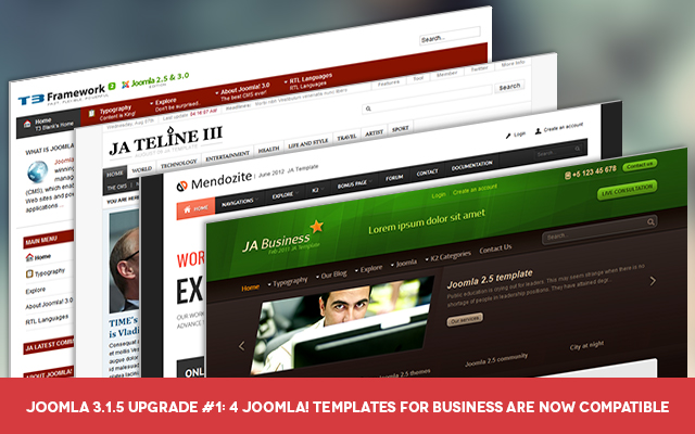Joomla 3.1.5 upgrade : 4 popular Joomla templates updated