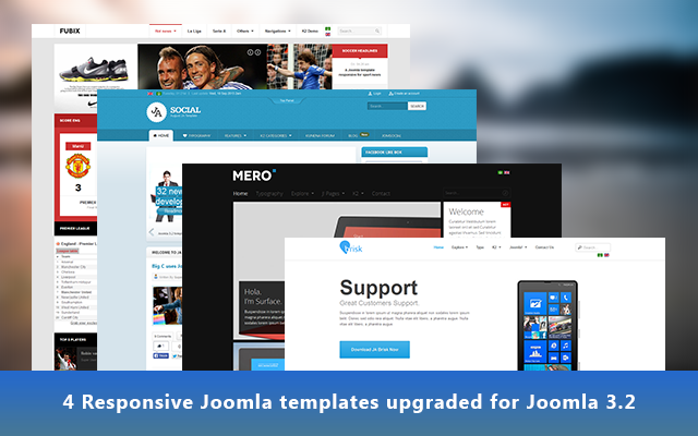 4 Responsive Joomla templates updated for Joomla 3.2