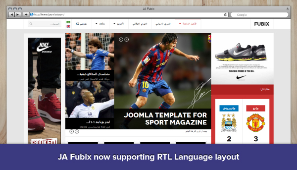 1 more Joomla template with RTL language layout support : JA Fubix
