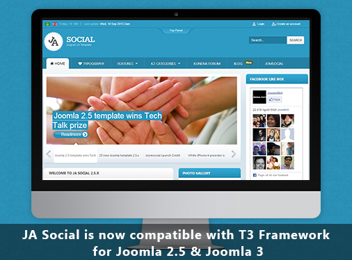Responsive Joomla template for Social - JA Social now on T3v3 Framework