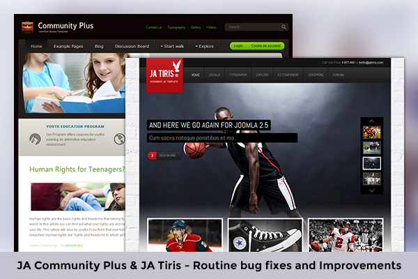 Joomla template for eCommerce and education: JA Community Plus & JA Tiris - Routine bug fixes release