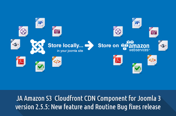 JA Amazon S3 Cloudfront CDN Component for Joomla 3 version 2.5.5: New feature and Routine Bug fixes release