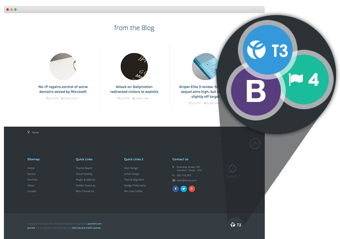 T3 Framework and Bootstrap 3 at core