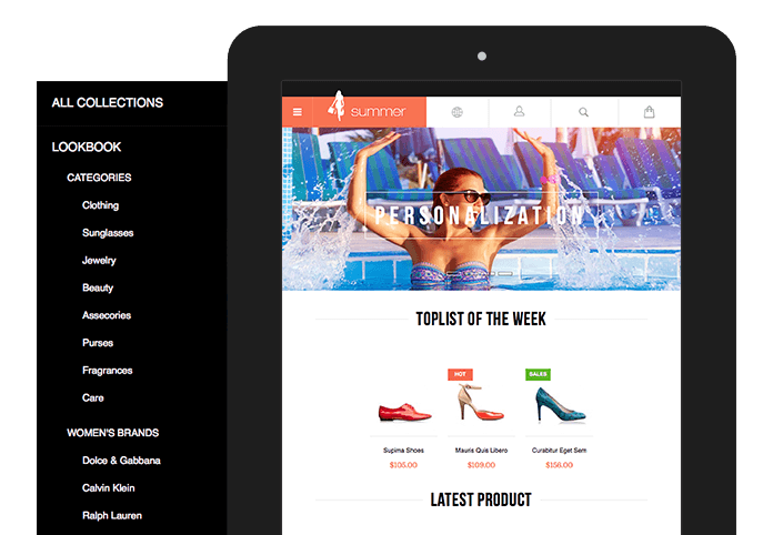 Off-canvas navigation function in Responsive Magento theme JM Summer