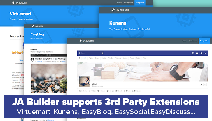 JA Builder supports all popular 3rd party extensions