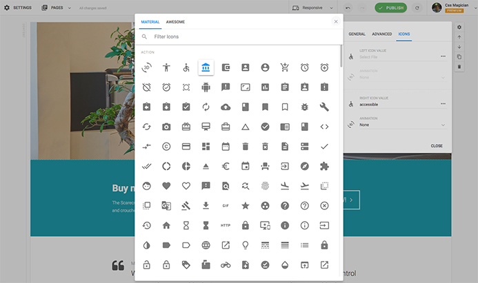 Font icon selection