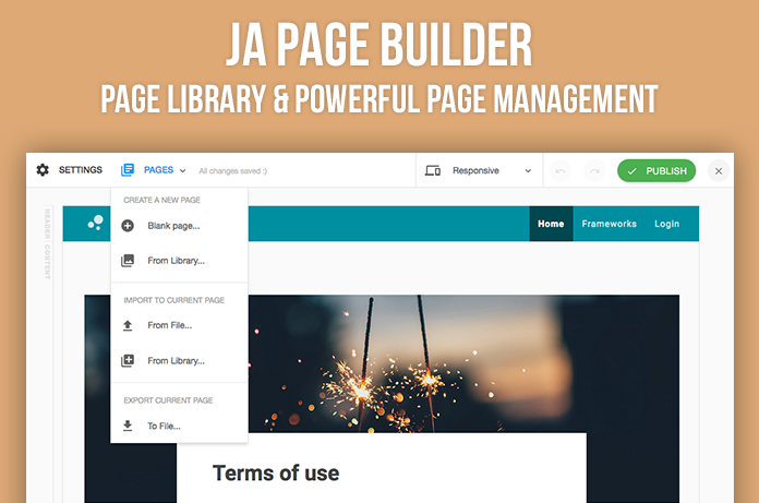 JA Builder page management