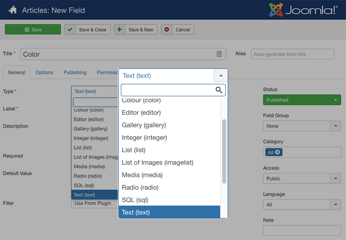 Joomla custom fields filter