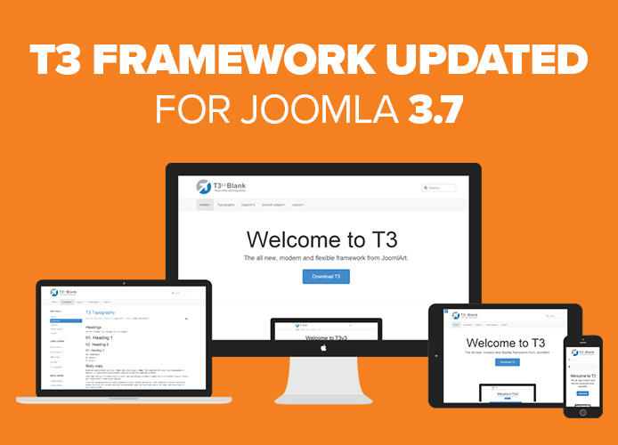 T3 Framework is updated for Joomla 3.7