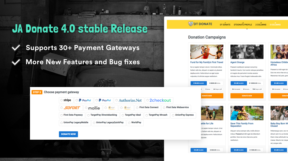 DT Donate joomla donation extension stable released