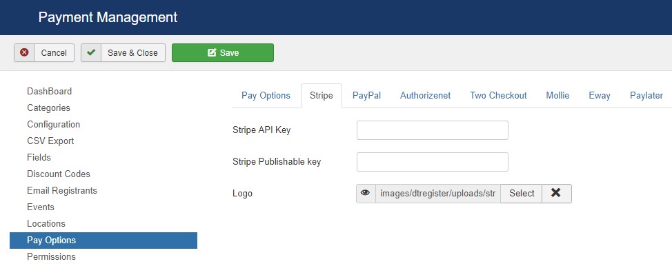 strip payment method settings