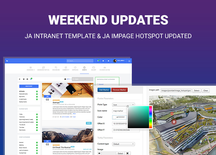 JA Intranet and JA Image Hotspot updated for Joomla 3.9