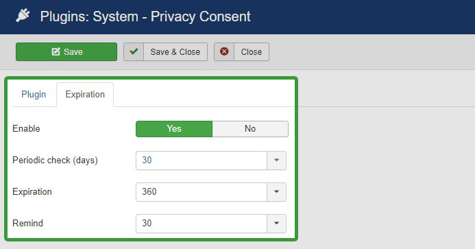 Joomla 3.9 privacy consent options