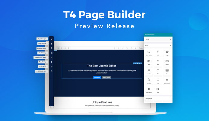 t4 Joomla page builder preview release
