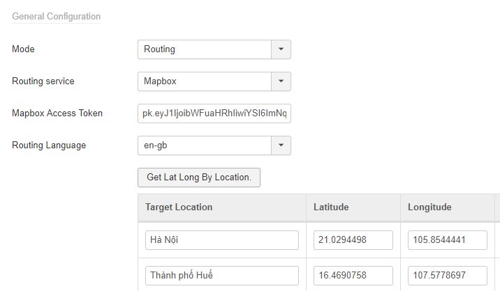 JA Open street map plugin Mapbox routing options