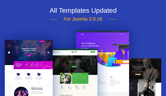 88 Joomla templates updated for Joomla 3.9.16 