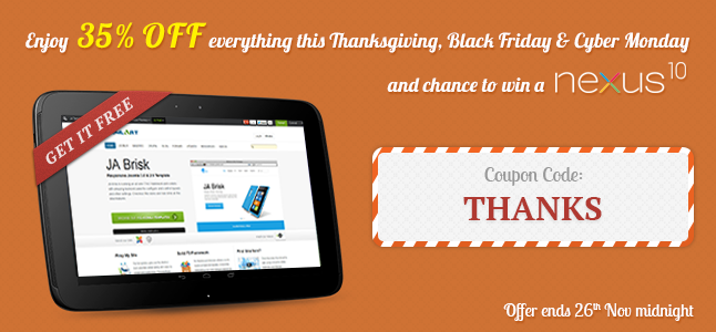 Thanksgiving Sale - 35% OFF everything plus a chance to win a Google Nexus 10 Tablet [ENDED] 