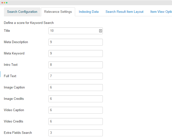 Relevance search setting