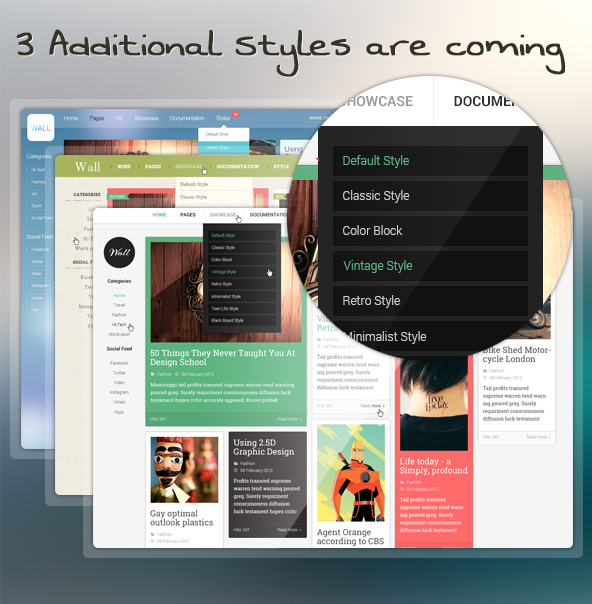 Sneak peek on the new styles for the Responsive Joomla template bundle - JA Wall