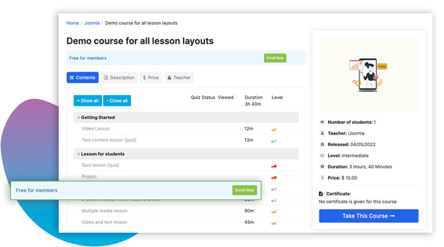 Joomla LMS free courses