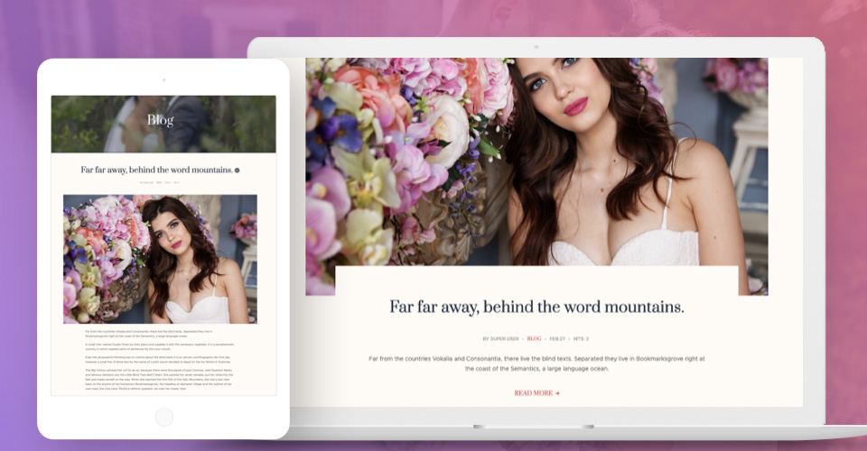 blog page for Joomla wedding template