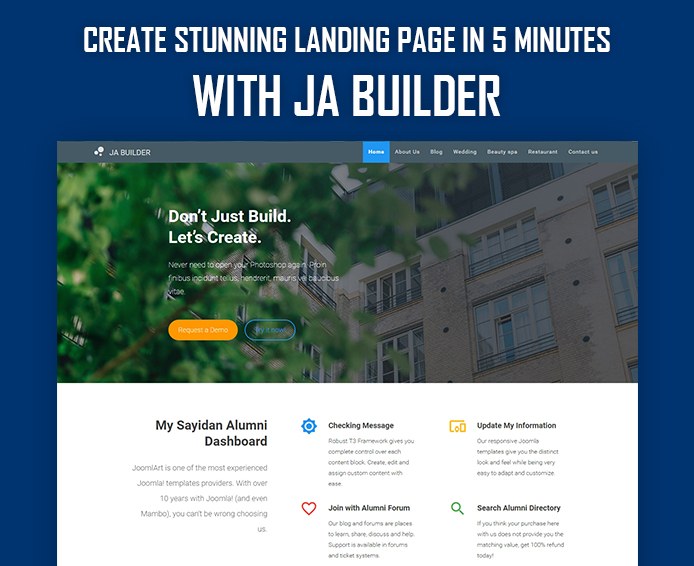 Build Joomla landing page