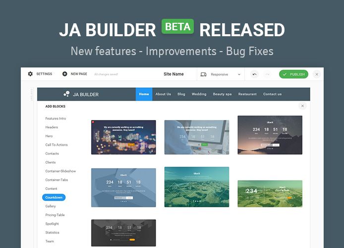 JA Joomla Page Builder beta released