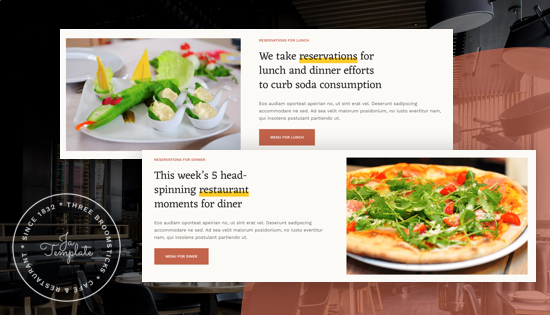 Restaurant joomla template reservation page