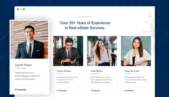 real estate joomla template agents page