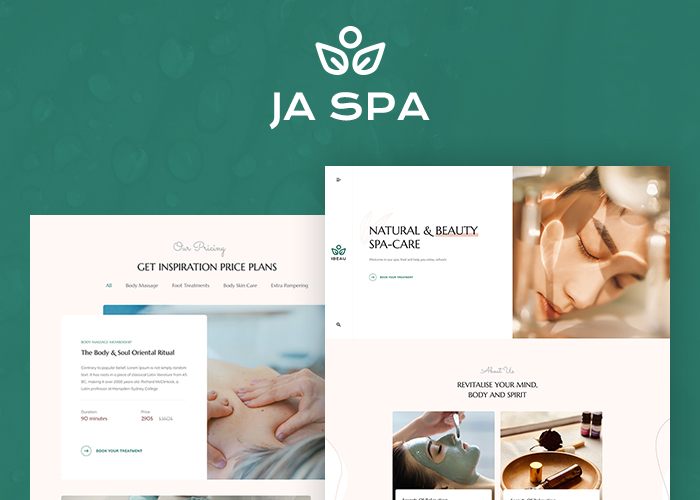 professional beauty salon and any beauty services websites - JA Spa