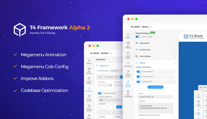 T4 Joomla template framework alpha 2 released