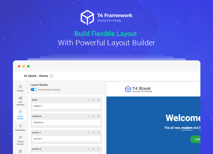 Introducing layout builder in T4 Joomla template framework