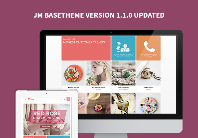 Magento extension JM Basetheme V1.1.0 with mobile & tablet settings