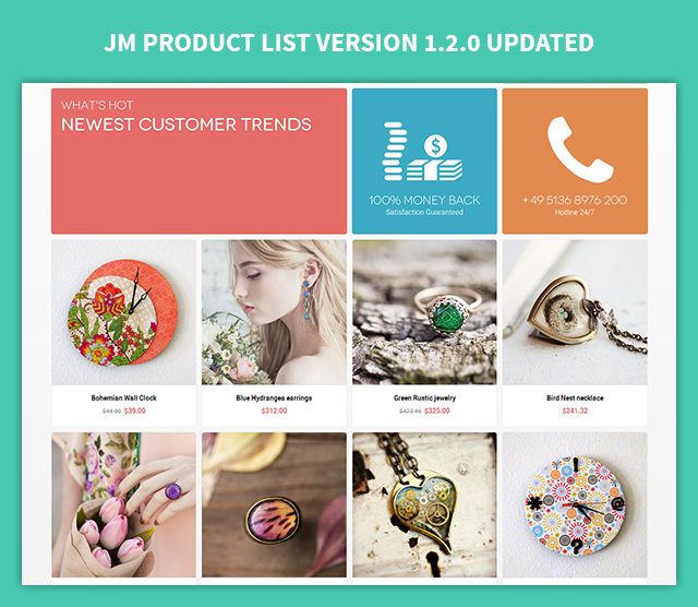 Magento extension JM Product List V1.2.0: features added