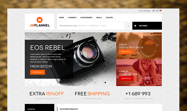responsive Magento theme JM Flannel is now compatible with Magento 1.8