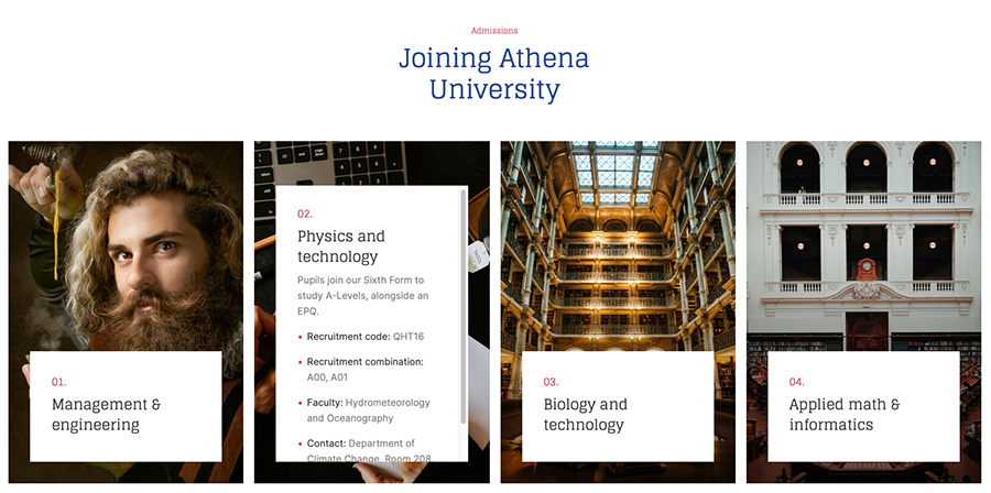 JA Athena university template admissions module