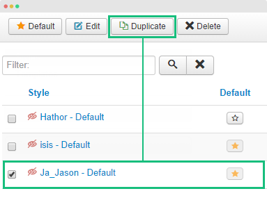 duplicate template style