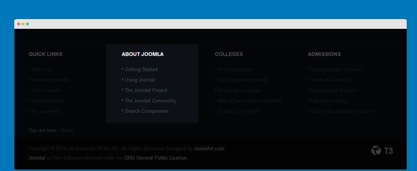 About Joomla menu module