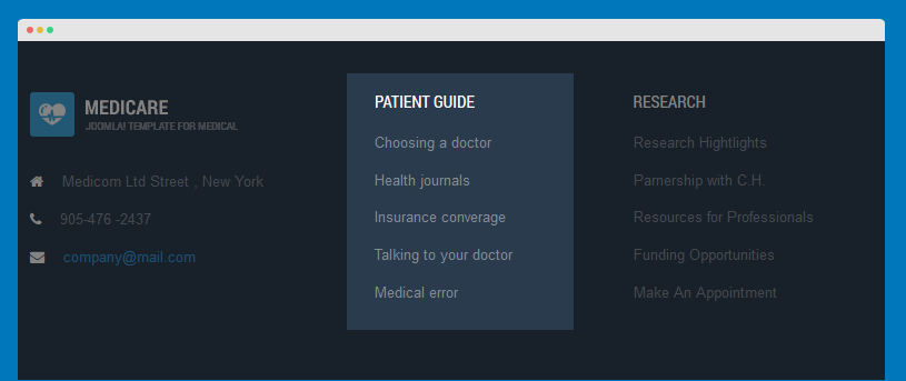 Patient guide menu module
