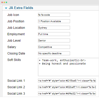 add value for extra fields