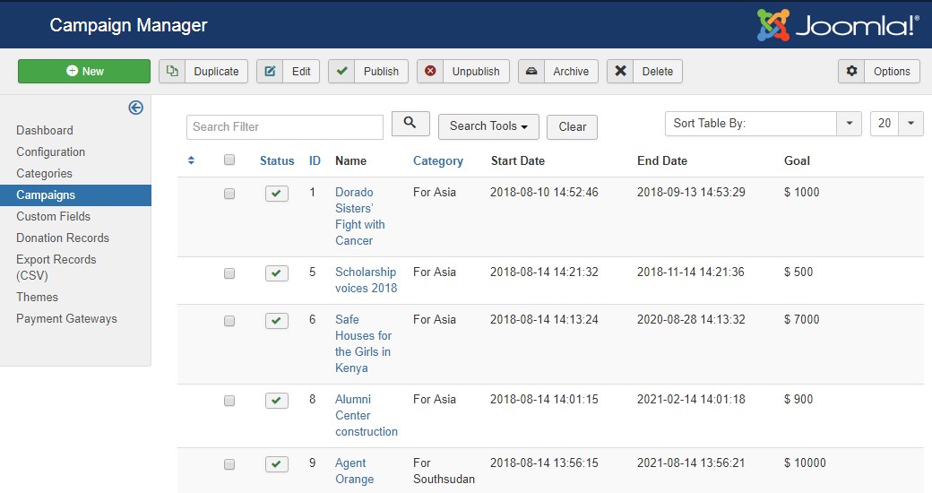 dth donate campaign configuration