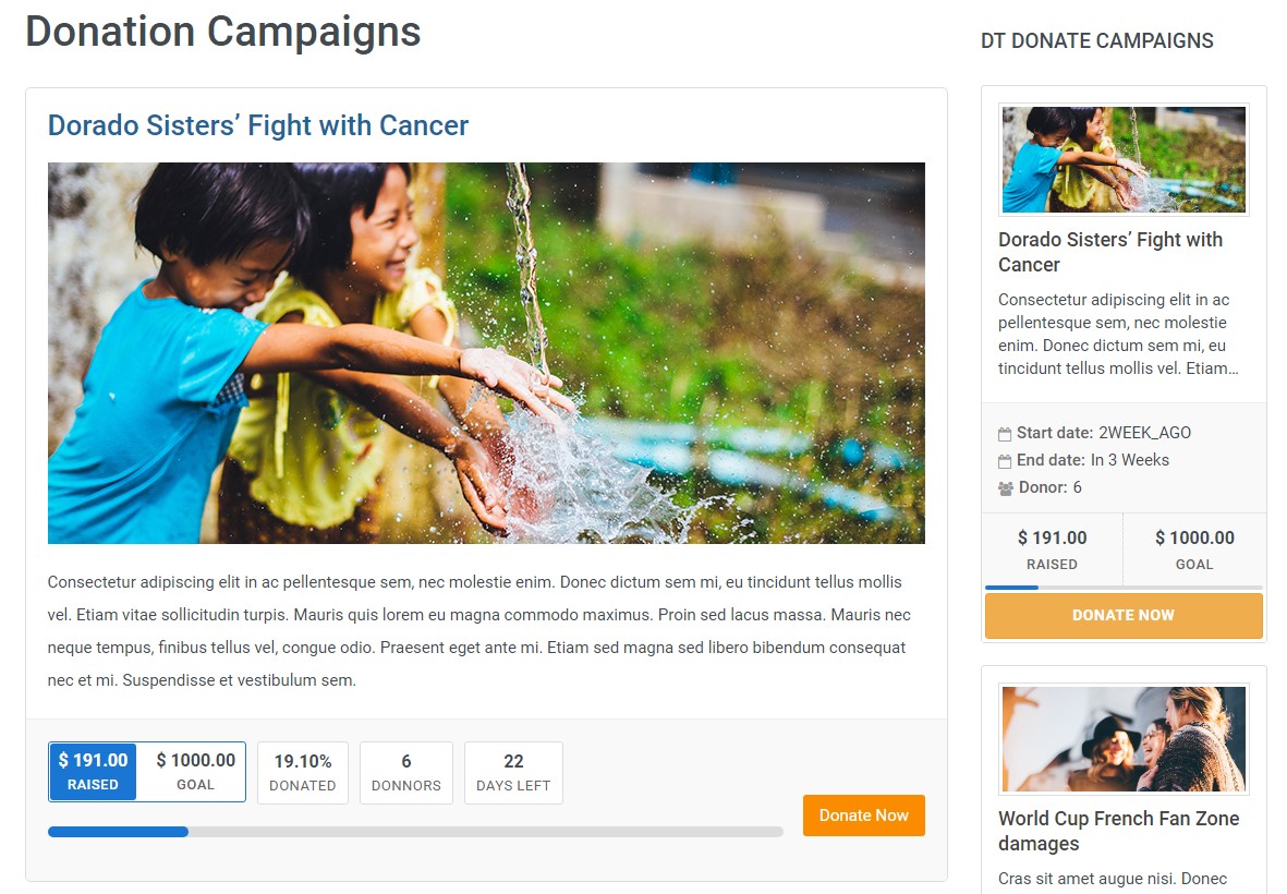 dth donate campaign page