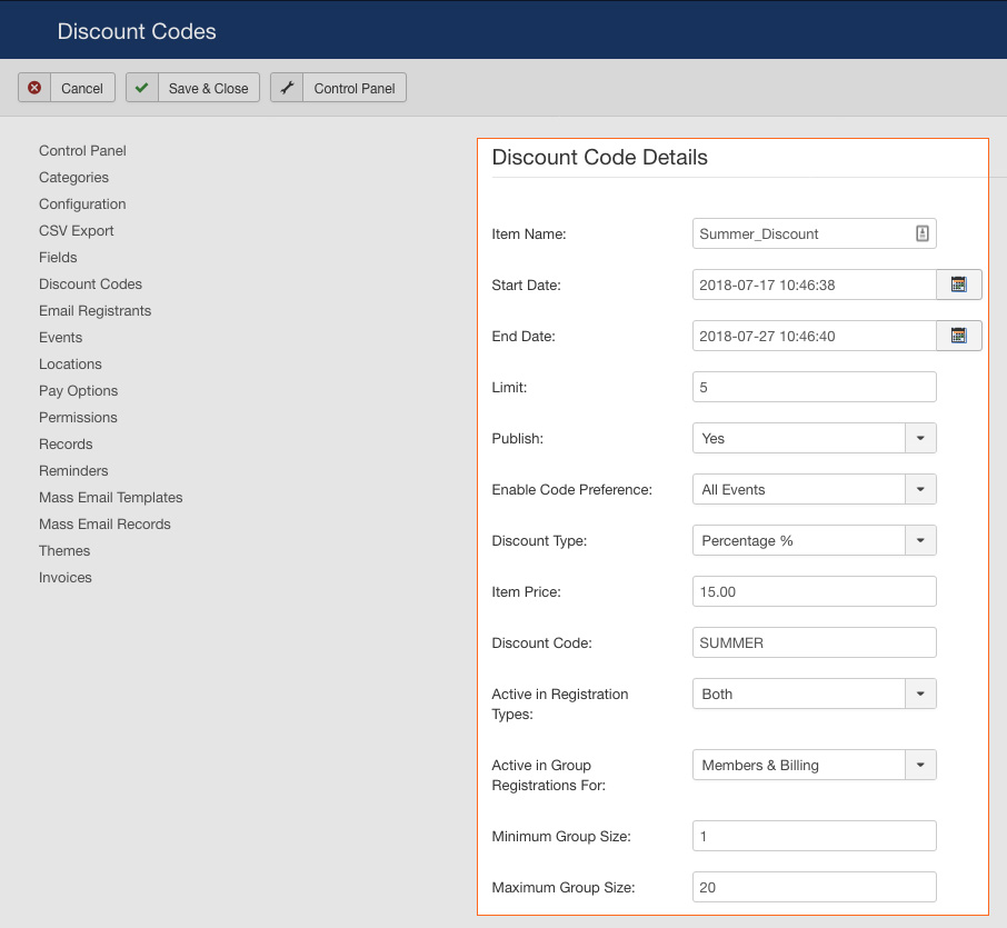 discont settings dt register