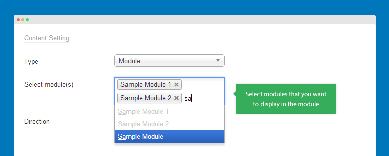 Directly select module