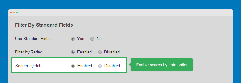 Enable search by date field