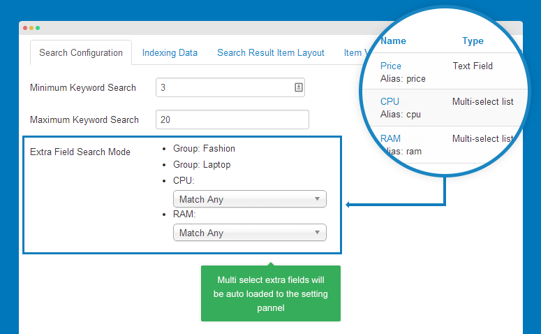 Search mode setting