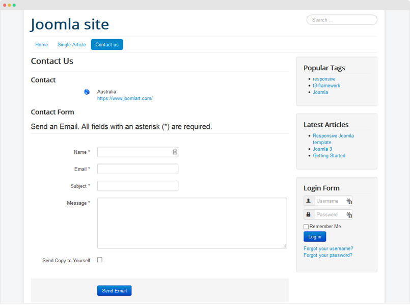 Joomla contact page