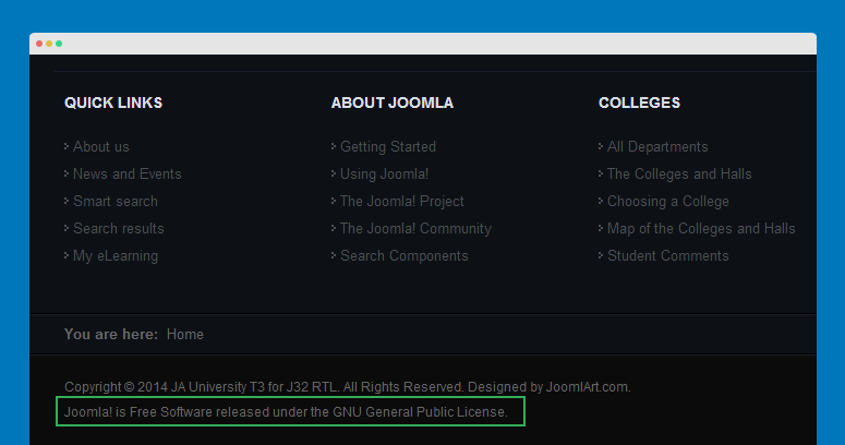 remove/change joomla copyright info